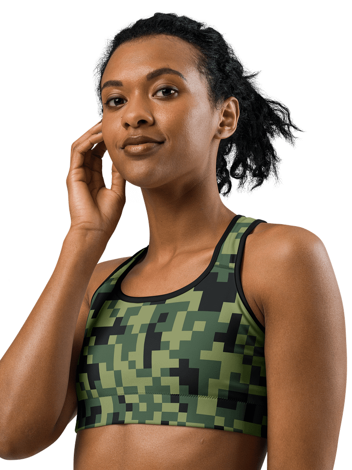 Military Green Camouflage Pixels Camo Pattern Sports Bra product image (1)