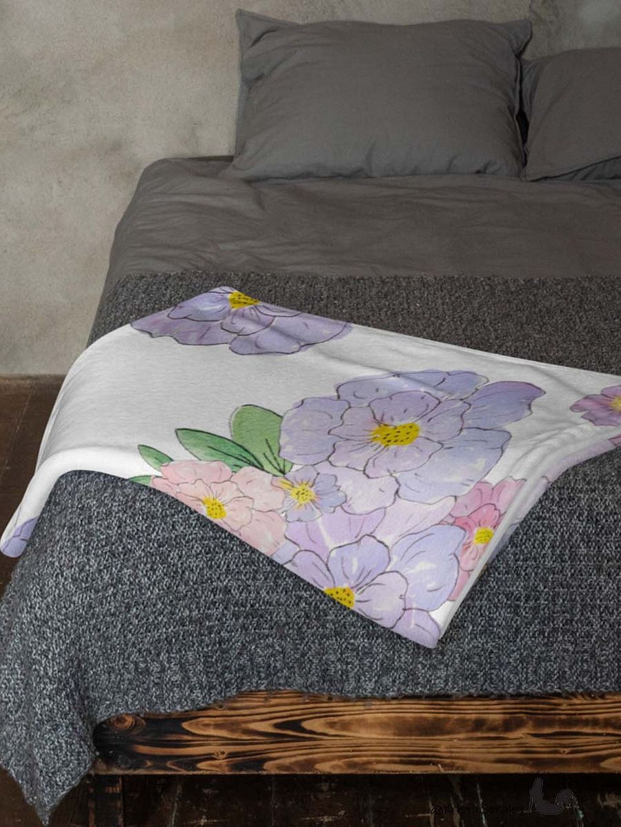 Lavender Flower Bouquet Fleece Throw Blanket product image (6)