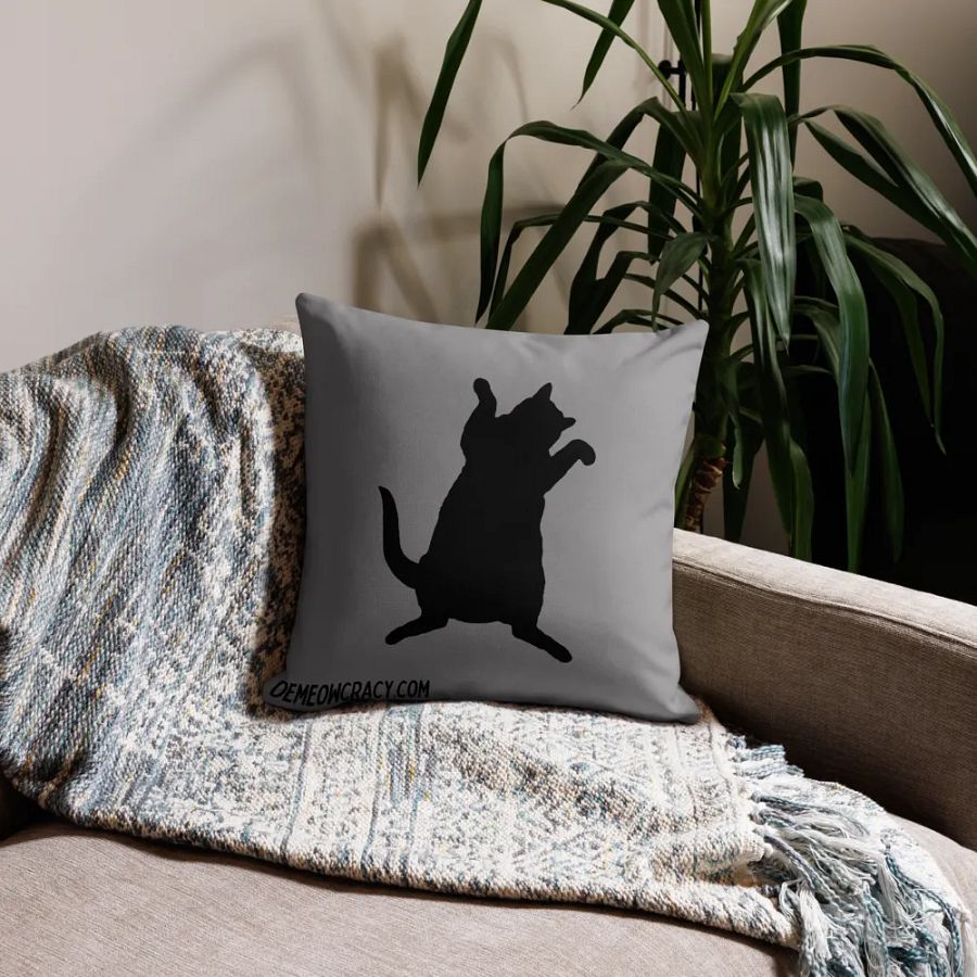 Dancing DeMeowcracy Kitties Reversible Pillow Cover - Cement Grey product image (9)