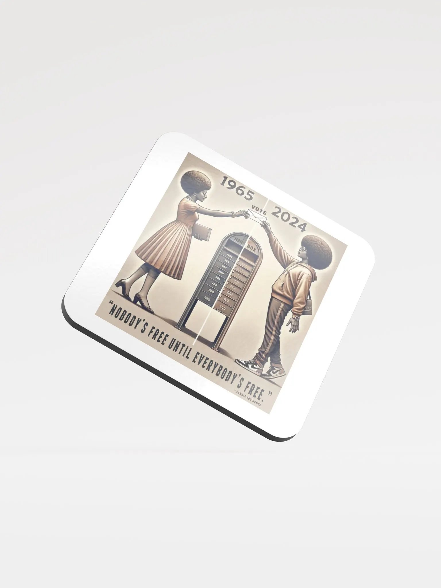 "Nobody’s Free" Cork Coasters – Protect Surfaces, Preserve Rights product image (1)