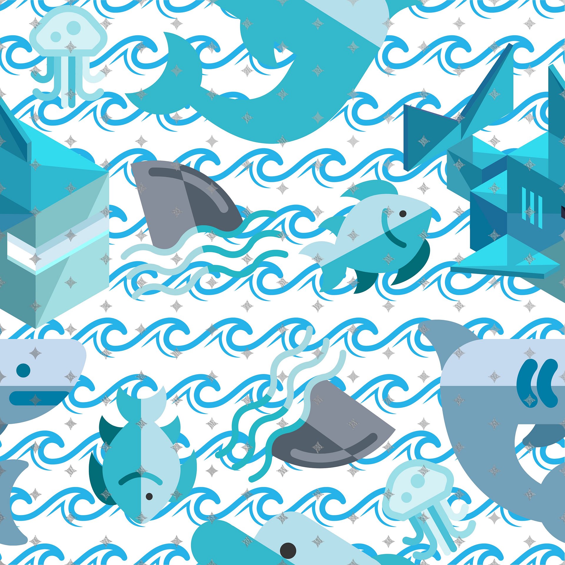 Mine Shark Seamless Pattern product image (1)
