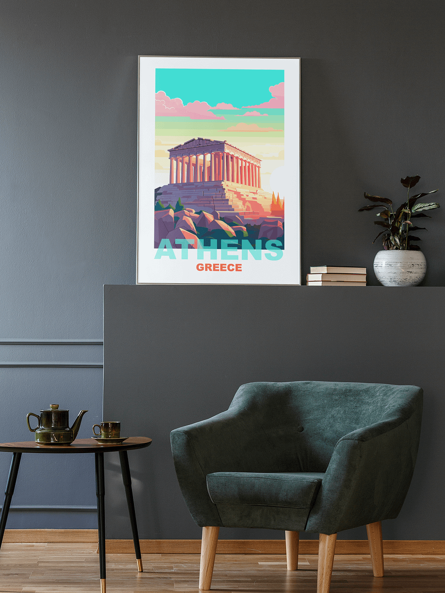 Parthenon Temple on Acropolis Hill Art, Athens Greece Vibrant Sunset Poster, Historic Greek Landmark, Travel Inspired Wall Art Decor product image (2)