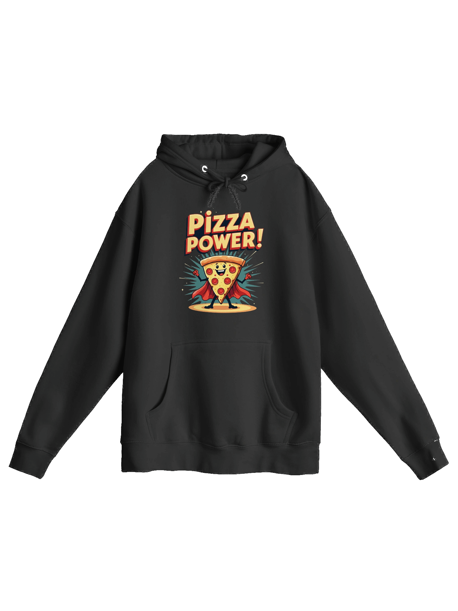 Pizza Power Hoodie | Superhero Food Lover Sweatshirt | Funny Pizza Slice Character Pullover product image (3)
