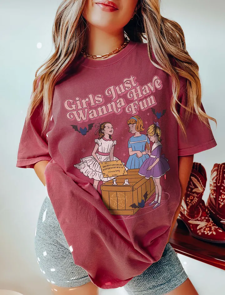 Girls Just Wanna Have Fun T-Shirt | Funny Retro-Style Fall and Halloween T-Shirt product image (5)