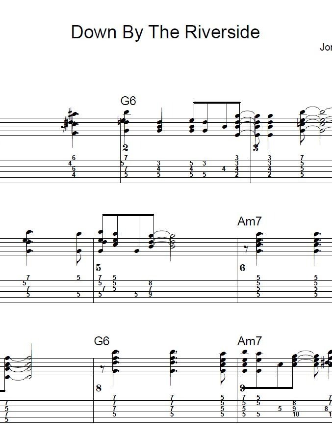 Down by the riverside - Guitar sheet music product image (1)