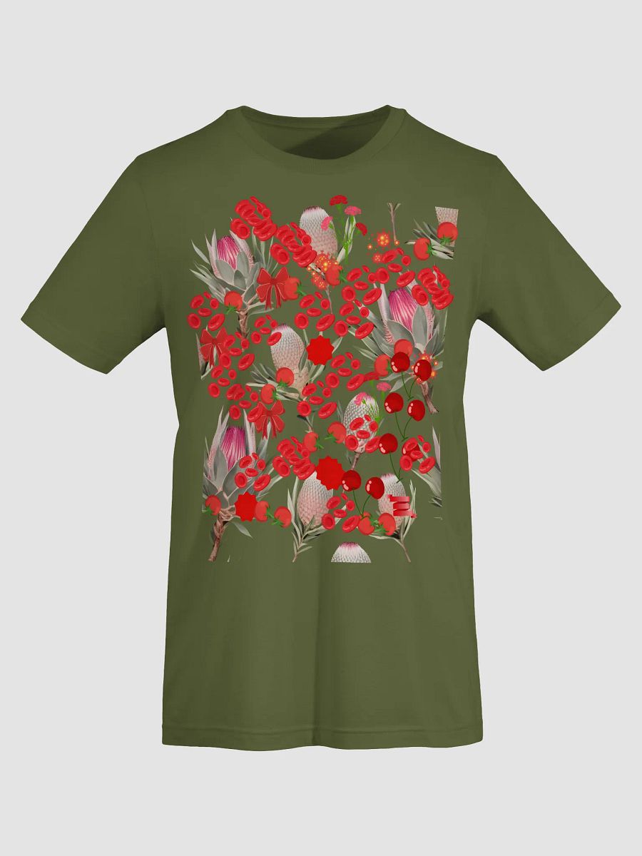 Bold Red Botanical Pattern – Protea Flowers, Tomatoes & Abstract Elements product image (72)