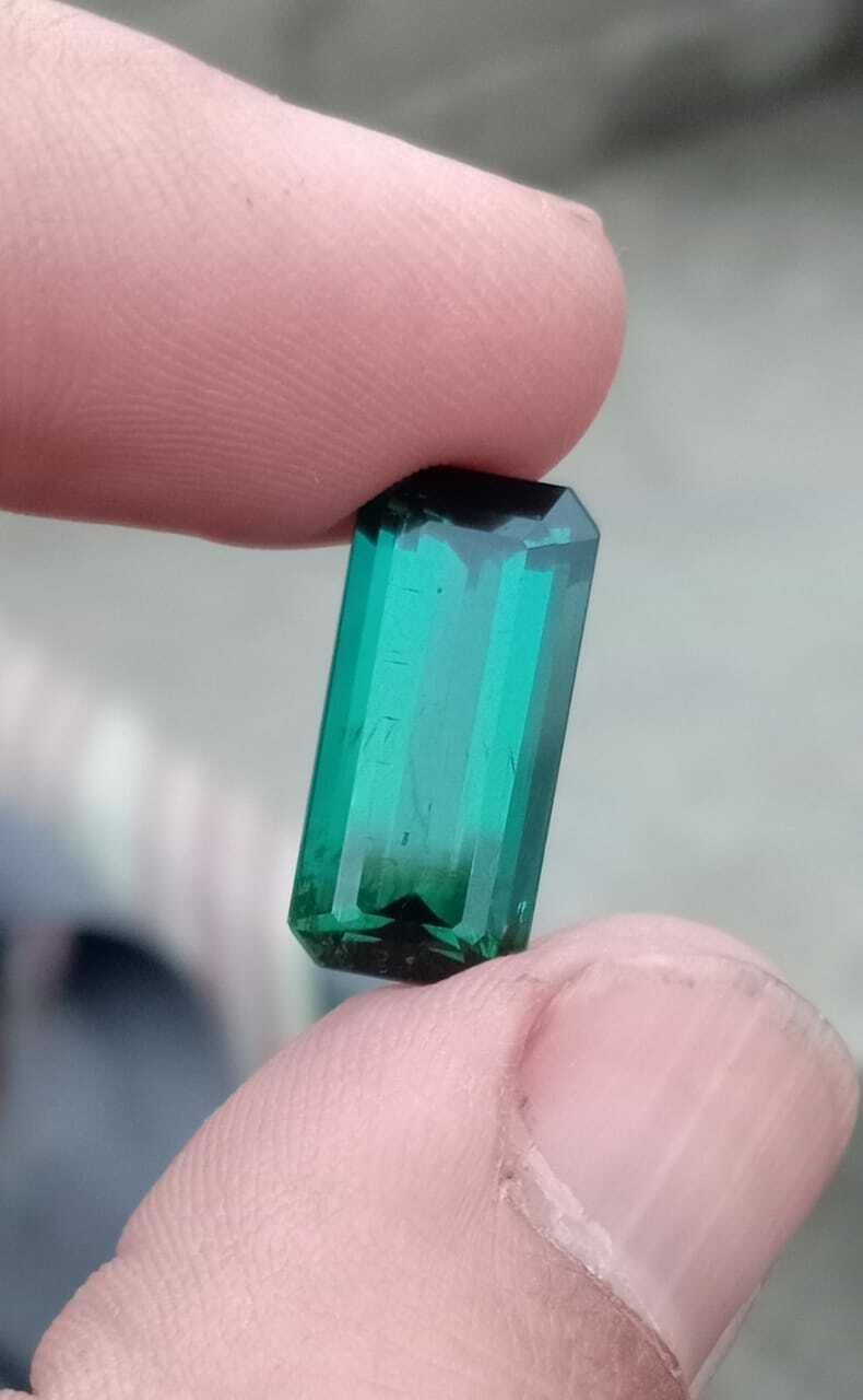 TOURMALINE GREEN/BLUE COLOR EMERALD CUT LOOSE GEMSTONE FROM AFGHANISTAN, 8 CARAT product image (8)