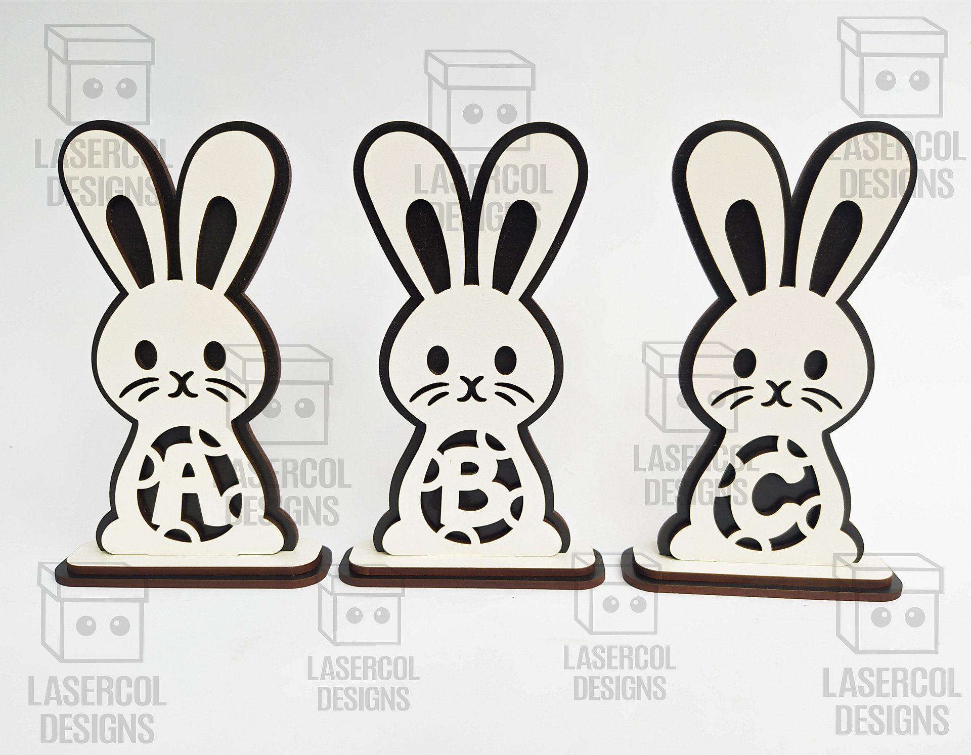 Easter Bunny Monogram Set 1 (3 Sizes) - Laser Cut Files product image (6)
