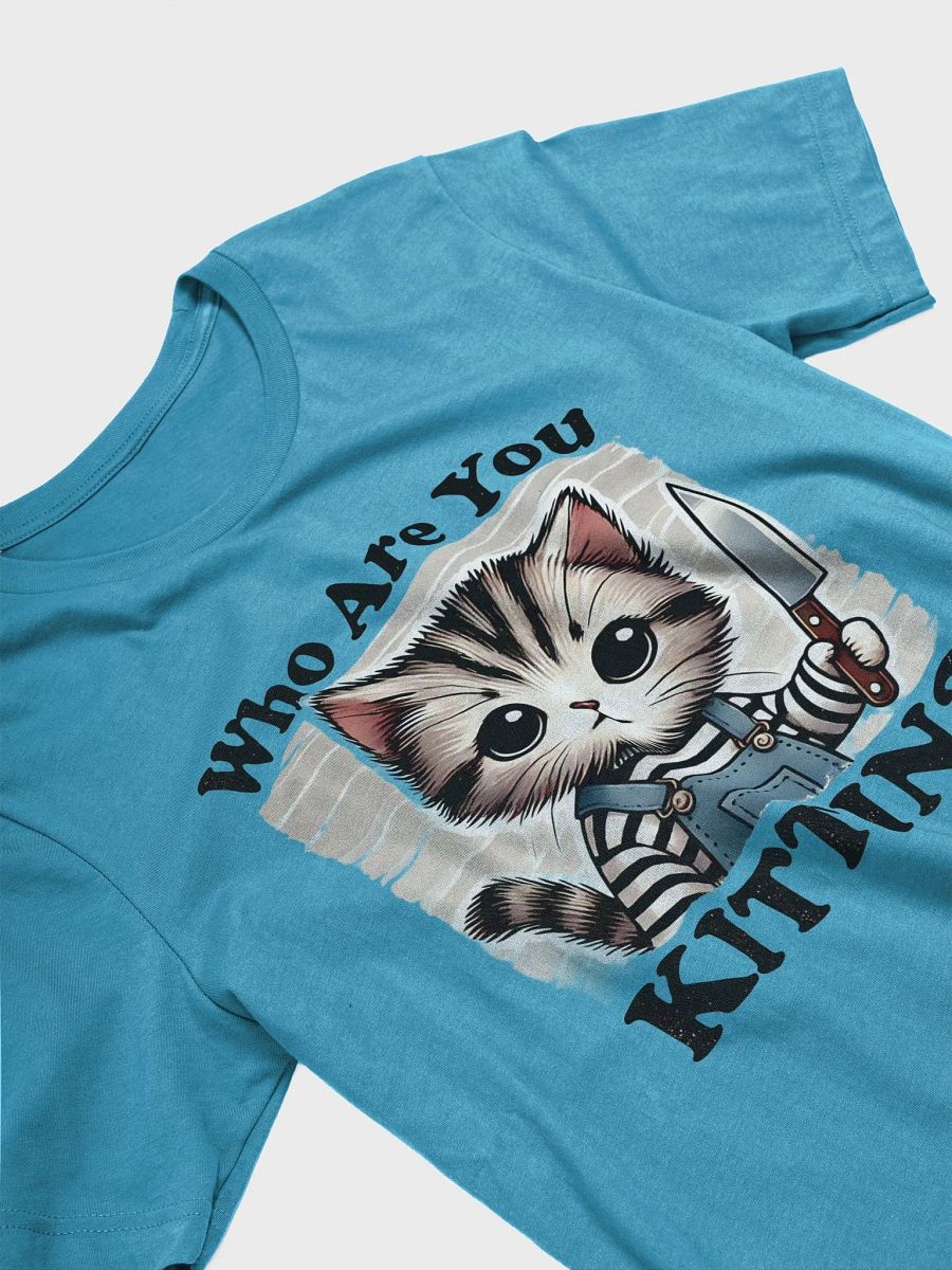 "Who Are You Kittin?" Funny Cat with Knife T-Shirt – Cute & Creepy Design product image (3)