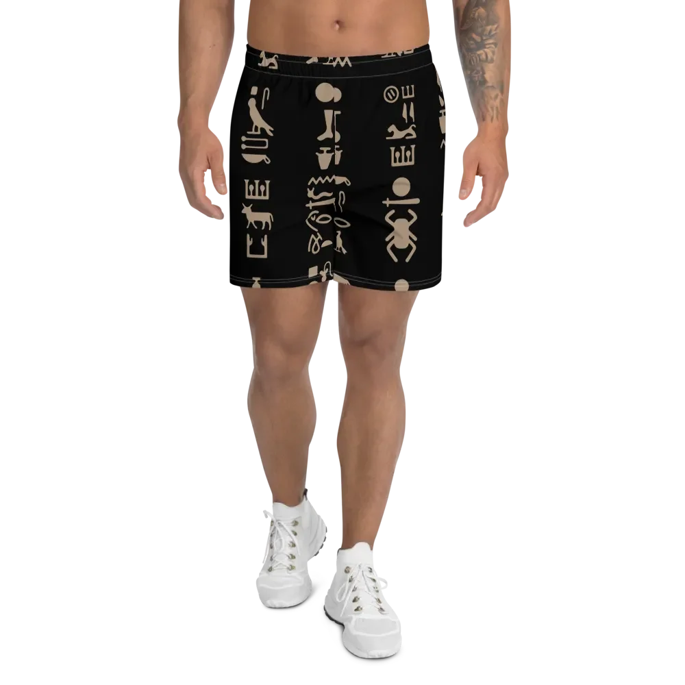 Isis Black Hieroglyphs All-Over Print Athletic Long Shorts product image (1)