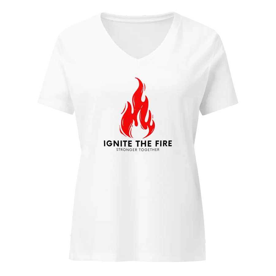 Ignite The Fire VNeck Woman's Tshirt (White) - Stronger Together product image (1)
