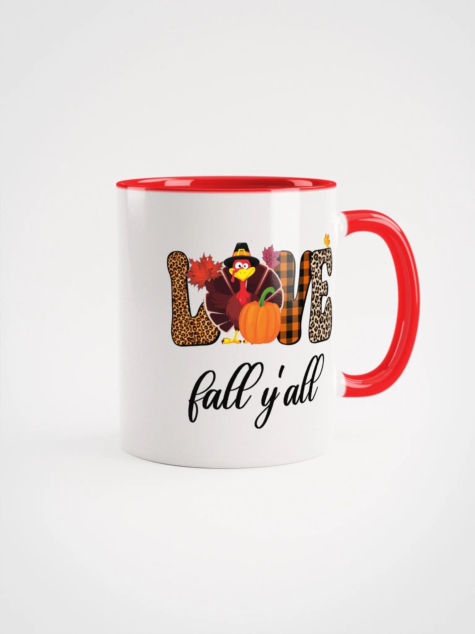Love Fall Y'all Turkey Pumpkin Colorful Mug product image (2)