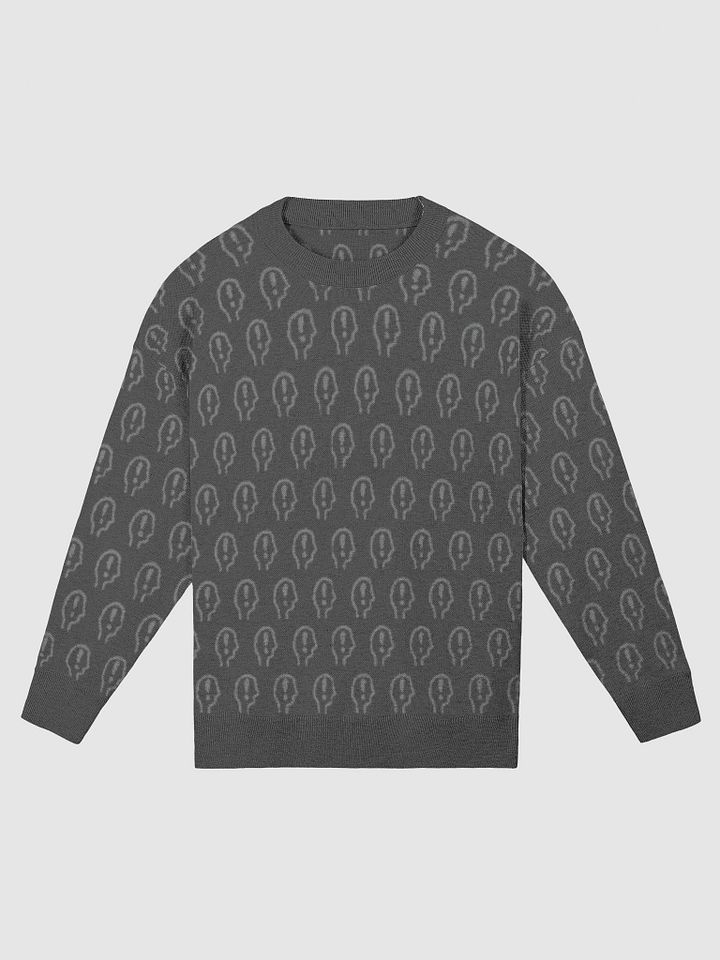 EXCLAIMING MENTALLY (repeating design, duotone grey) relaxed knitwear crewneck product image (5)