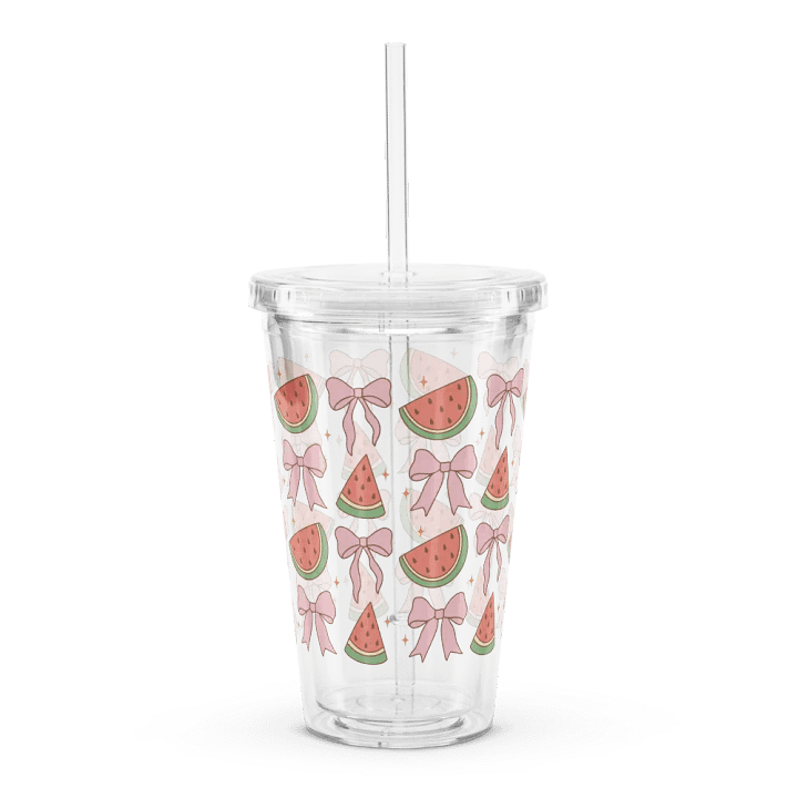 Bows & Watermelons Coquette Double Wall Clear Plastic Tumbler (16 oz) product image (2)