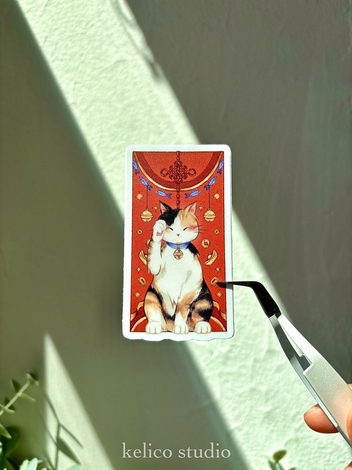 red envelope fortune cat (primary series) • die-cut sticker product image (2)