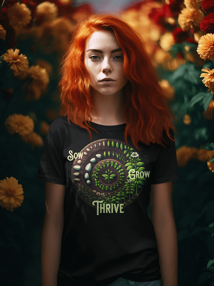 Sow, Grow, Thrive T-Shirt | Grow with Purpose | Flourish and Thrive | Cultivate Joy | Rooted in Strength | Sow Positivity, Reap Success product image (1)