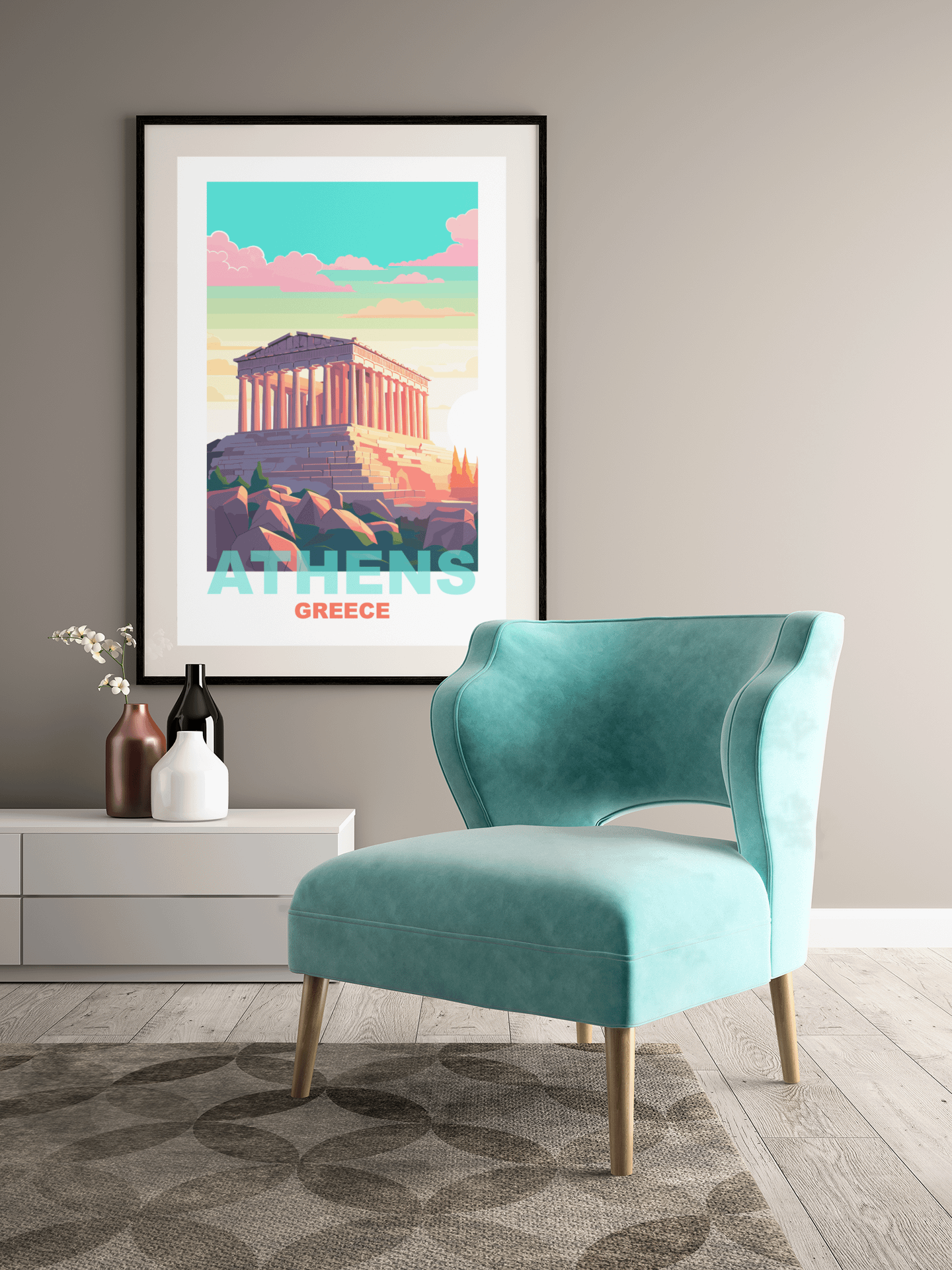 Parthenon Temple on Acropolis Hill Art, Athens Greece Vibrant Sunset Poster, Historic Greek Landmark, Travel Inspired Wall Art Decor product image (4)