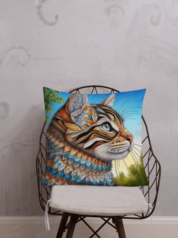 Symmetry Cat All-Over Print Pillow | AI Design mandala pattern cat product image (1)