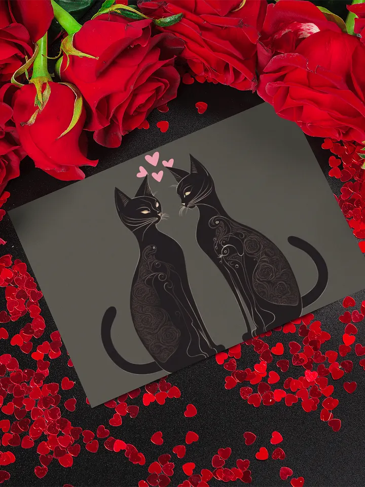 PINK HEART BLACK LOVE CATS product image (1)