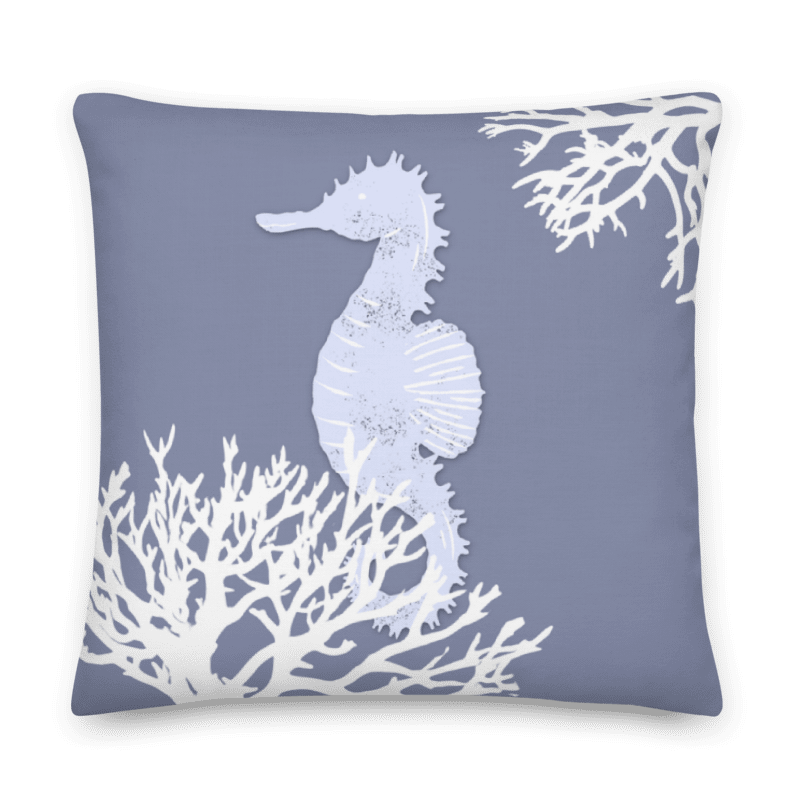 BLUE SEAHORSE PILLOW - LINEN TOUCH - Seepferdchen Kissen in Blau product image (1)