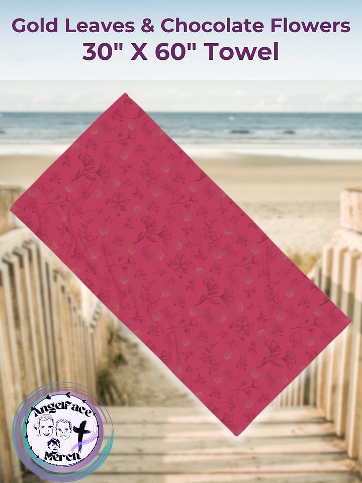 Gold Leaf and Chocolate Flowers Magenta Towel product image (1)
