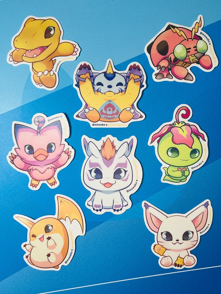 WoWoKo x Potato Fighters - Digimon full set - Stickers product image (1)