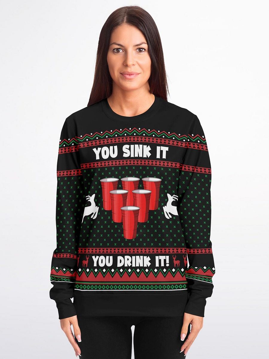 Festive Beer Pong Christmas Sweatshirt – 