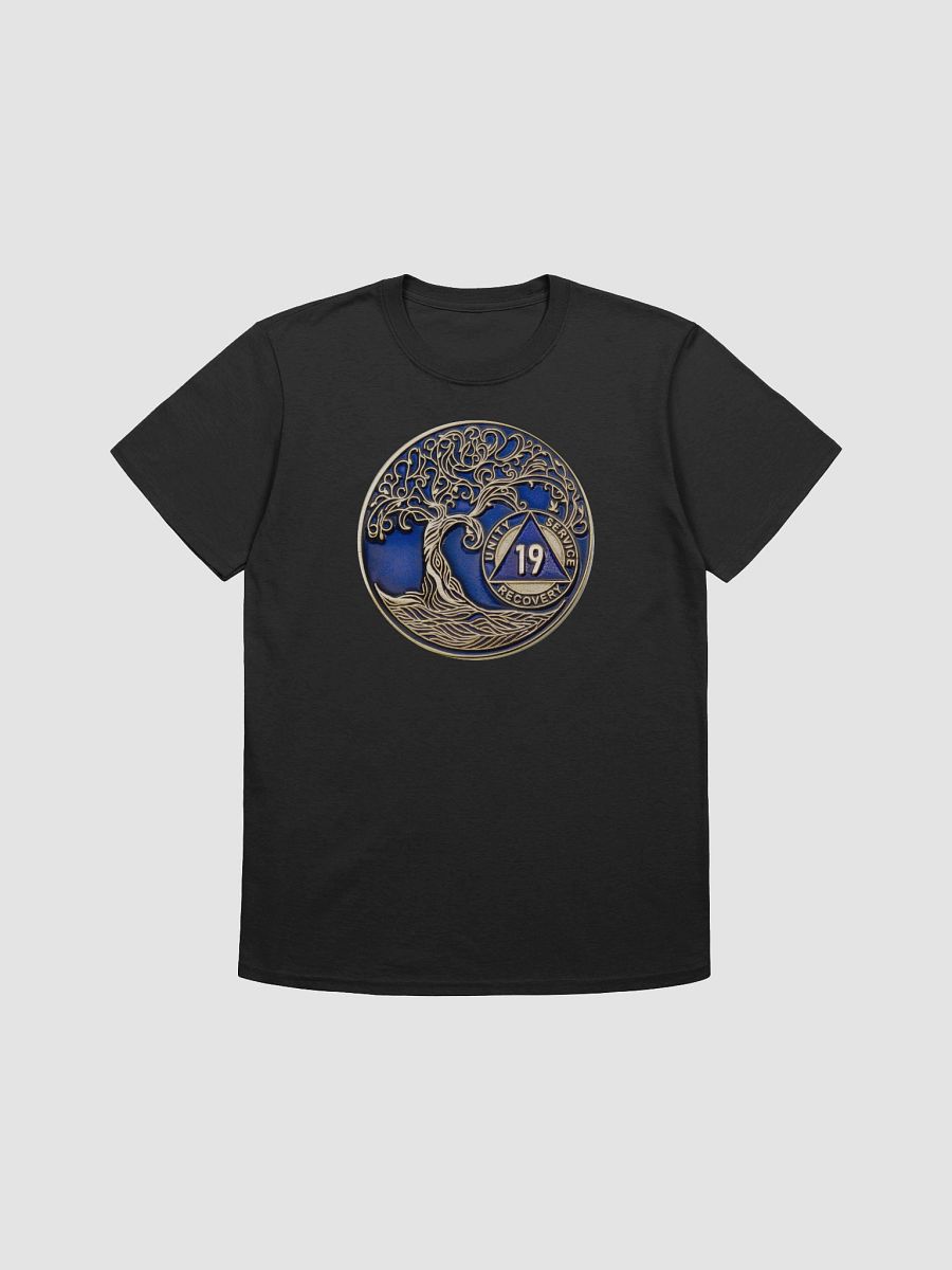 Twisted Tree of Life 19th Year Sobriety Blue Medallion T-Shirt product image (4)