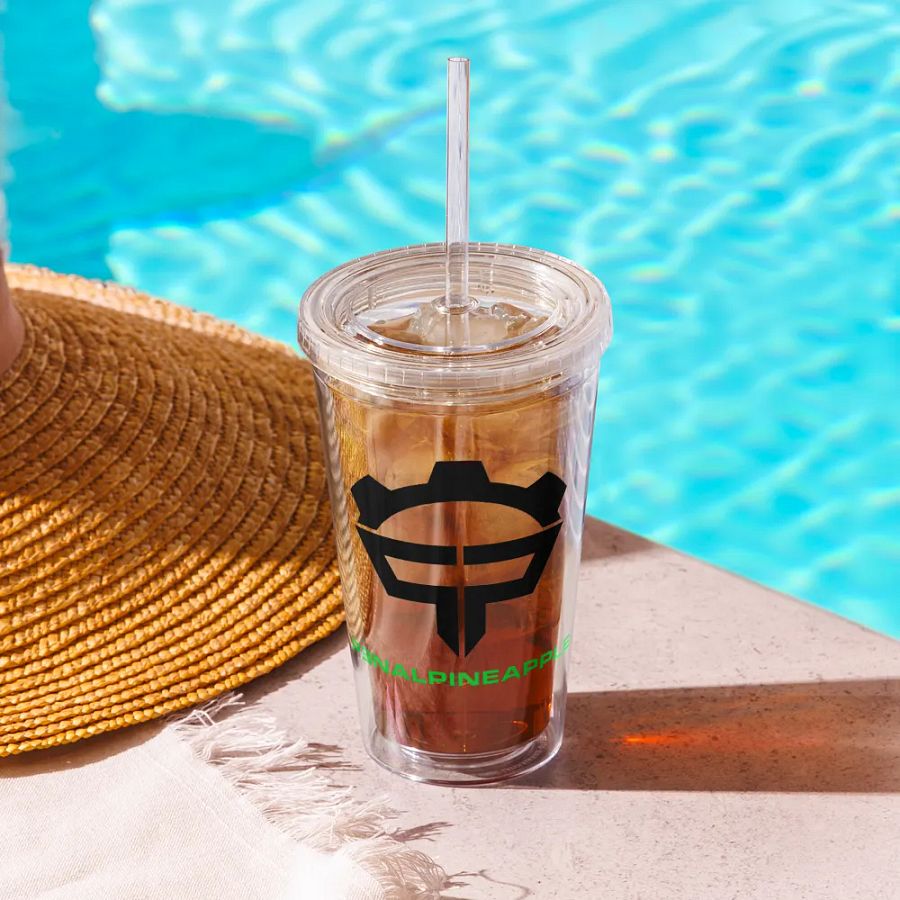 P3nAlPineapple - Black Logo Double Wall Clear Plastic Tumbler (16oz) product image (10)