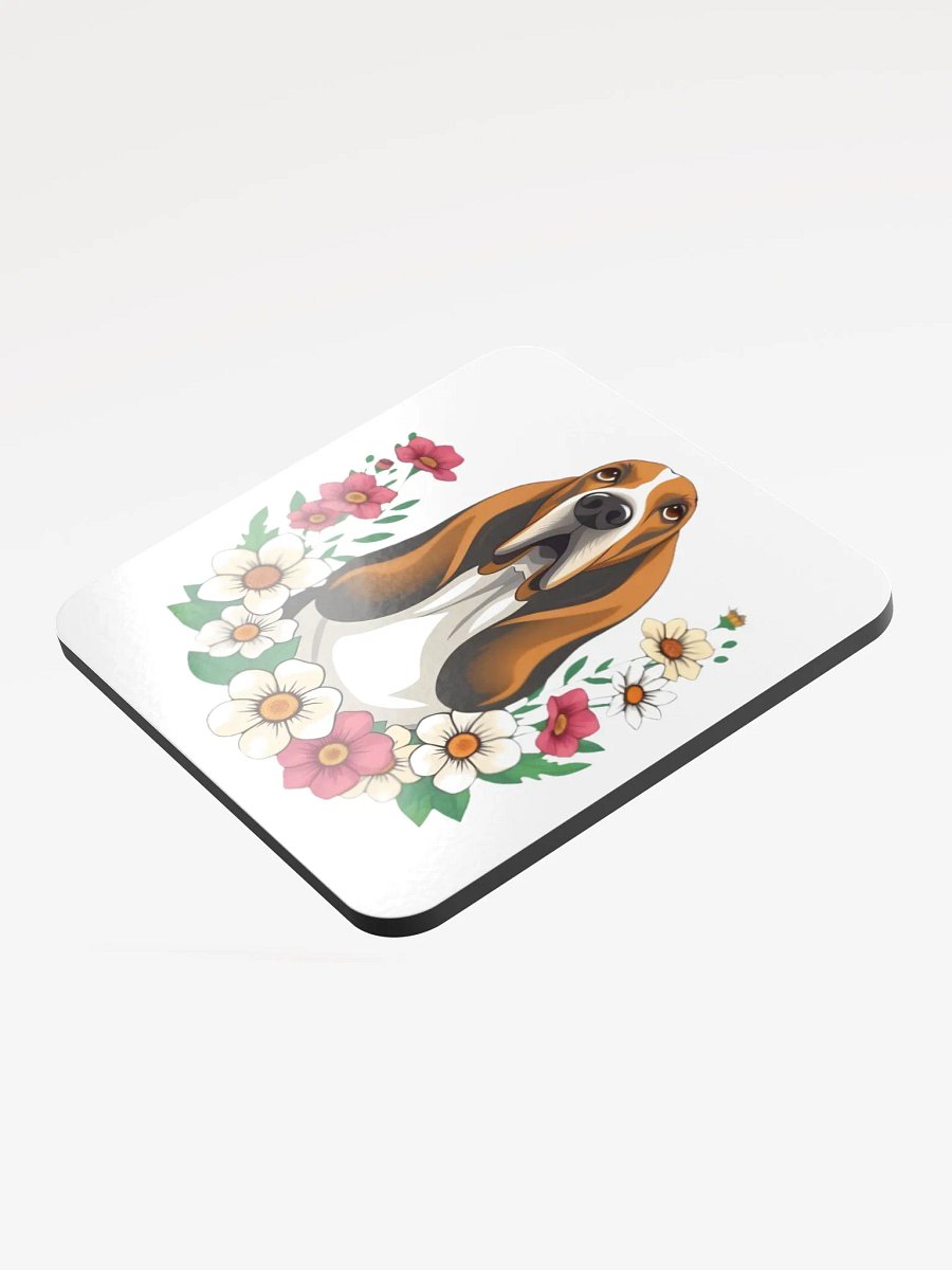 Floral Basset Hound Cork Coaster product image (3)