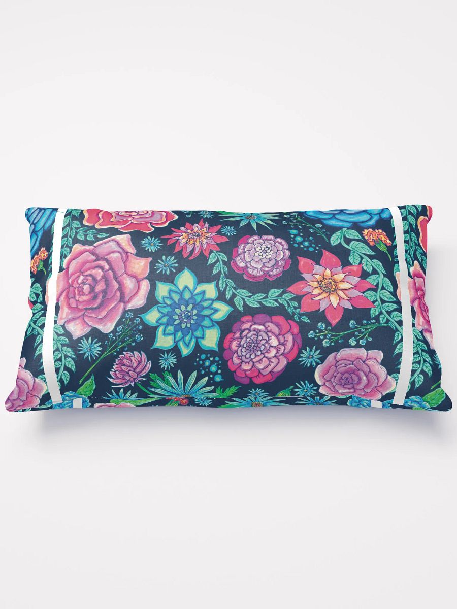 Monique Faella Designs™ | All-Over Print Pillow | Classic Comfort | Machine-Washable | Hidden Zipper | 100% Polyester | Bold Florals on Dark Blue product image (2)