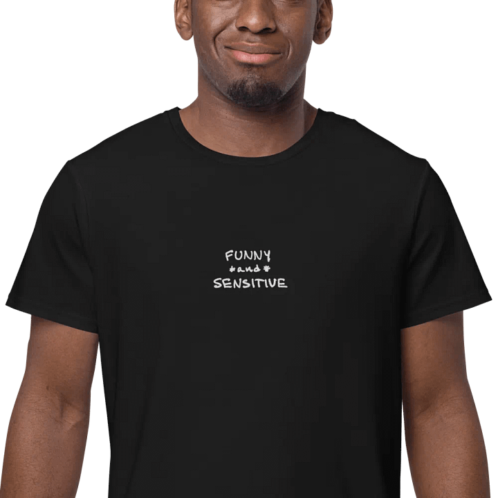 FUNNY *and* SENSITIVE embroidered premium cotton tee (white thread) product image (1)