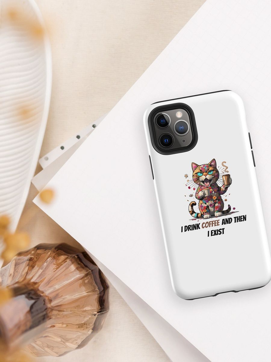 Funny Coffee Cat iPhone Case I Cute Phone Cover for Caffeine Lovers I MAGSAFE COMPATIBLE product image (2)