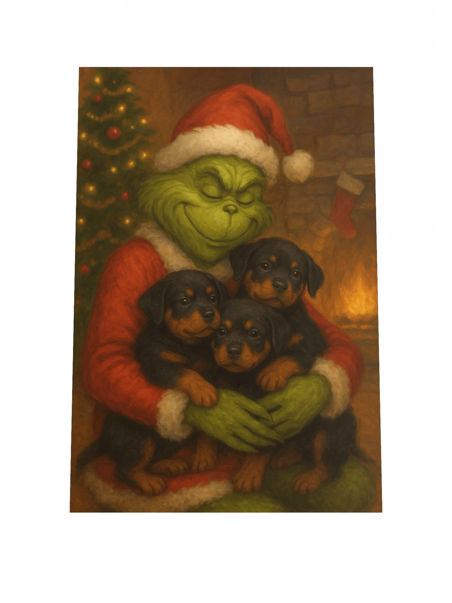 Grinch hugging Rottweiler puppies Poster product image (3)