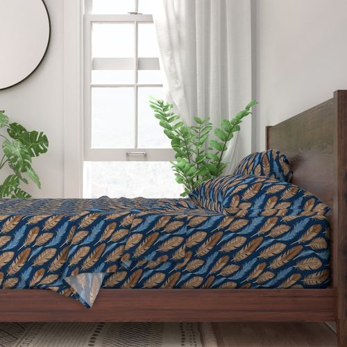 Seamless Pattern - Large Feather Pattern in Blues and Browns product image (3)