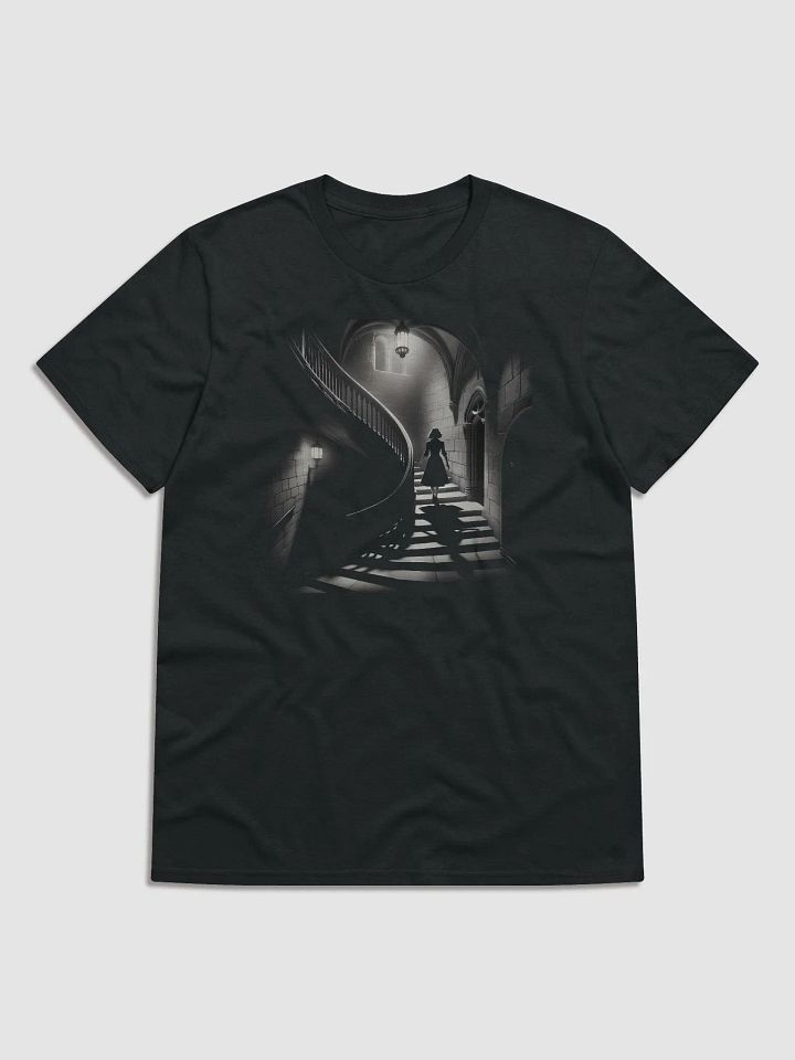 Spiral Staircase Mystery: Elegance in Noir (Front Print Womens Tee) product image (1)