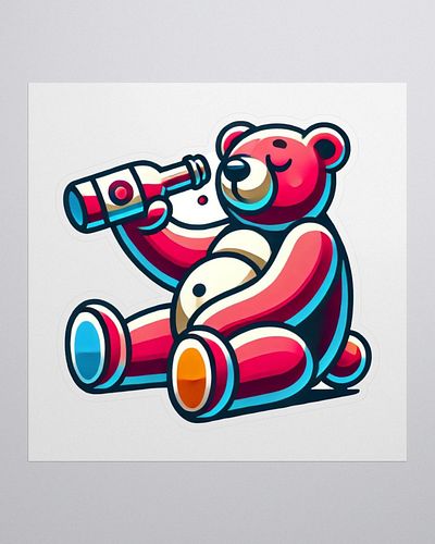 Now’s the time to get comfortable. 
Grab a bottle, snuggle up, and take a pull.
Drunk teddy bear sticker now available.