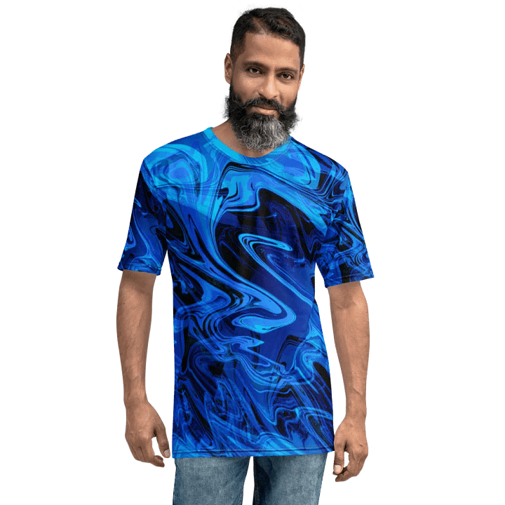 Blue and Black Swarm Pattern Urban Design T-Shirt product image (1)