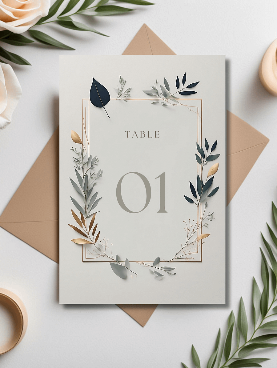 Floral Table Number Card - Dizynai (DTN-03) product image (1)