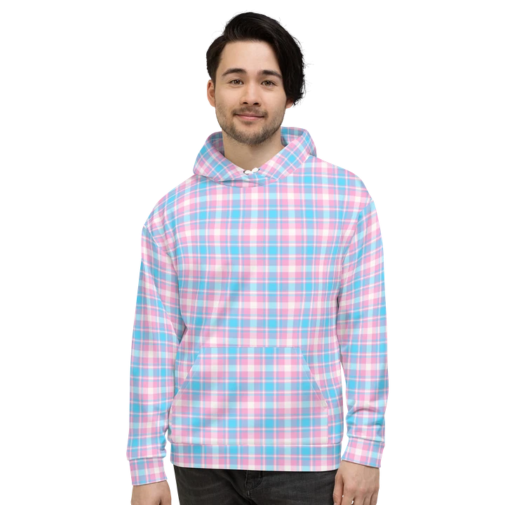 Baby Blue, Pink, and White Plaid Hoodie product image (2)