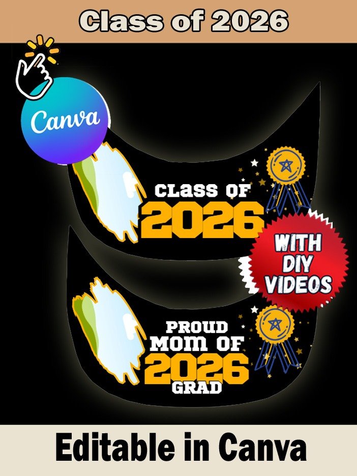 Class of 2026-25 Custom Sublimation Hat Templates - Editable in Canva - PNG Files product image (4)