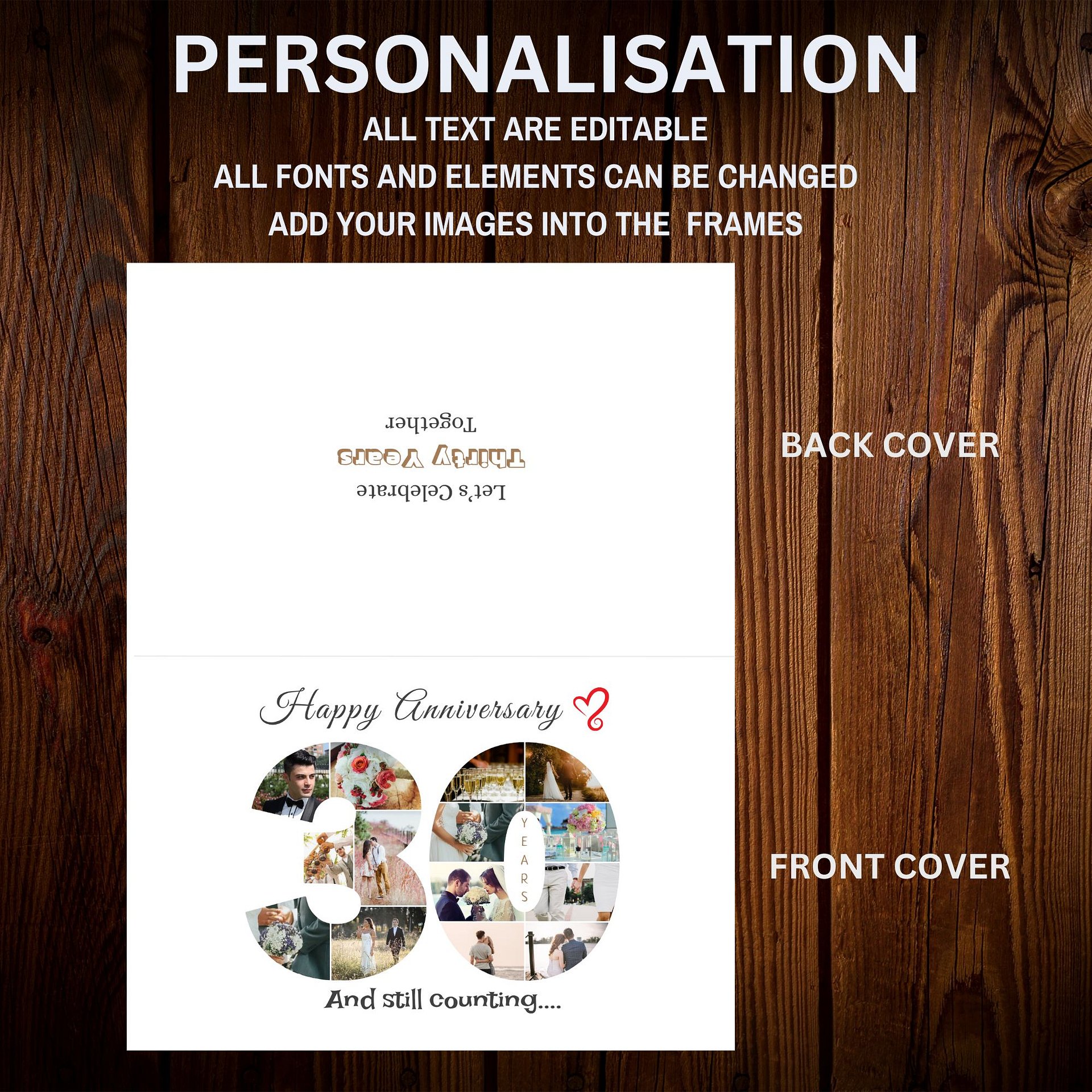 30 Year Anniversary Photo Card Editable Canva Template product image (5)