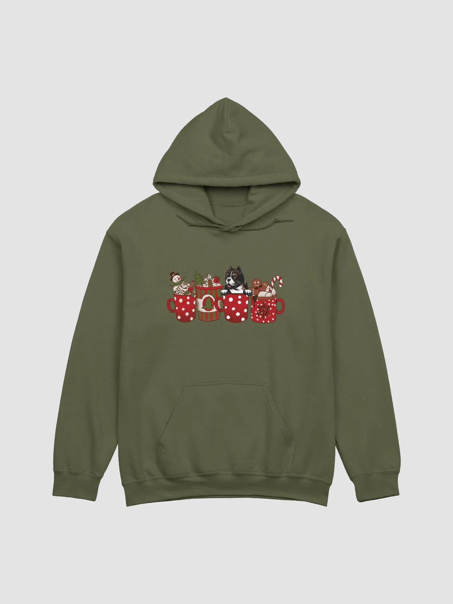 Cute American Bully in a Christmas Cup Hooded Sweatshirt | Funny Christmas Pup in a Cup product image (14)