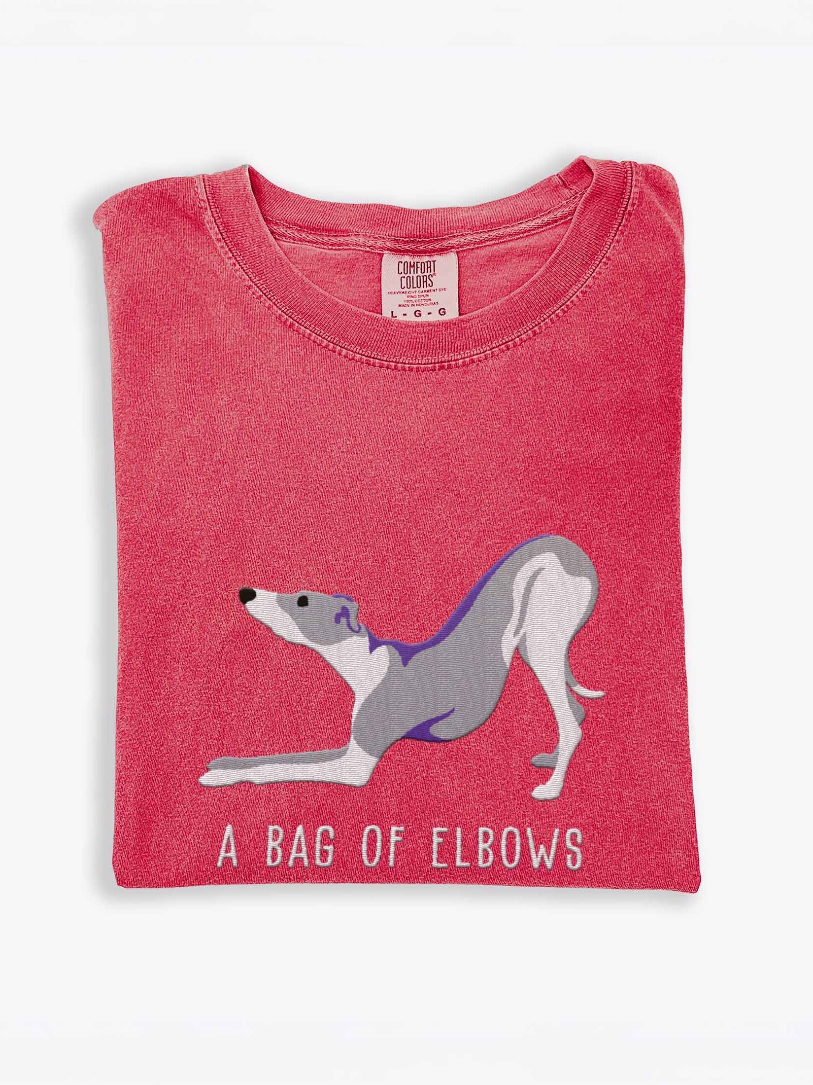 A Bag of Elbows T-Shirt(Embroidered) of an Italian Greyhound(Blue & White) product image (1)