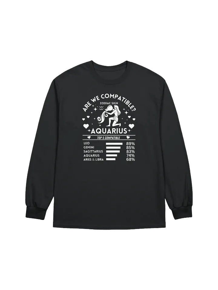 Aquarius Zodiac Sign Romantic Compatibility - Gildan Ultra Cotton Unisex Long Sleeve T-Shirt - Dark Colors product image (2)