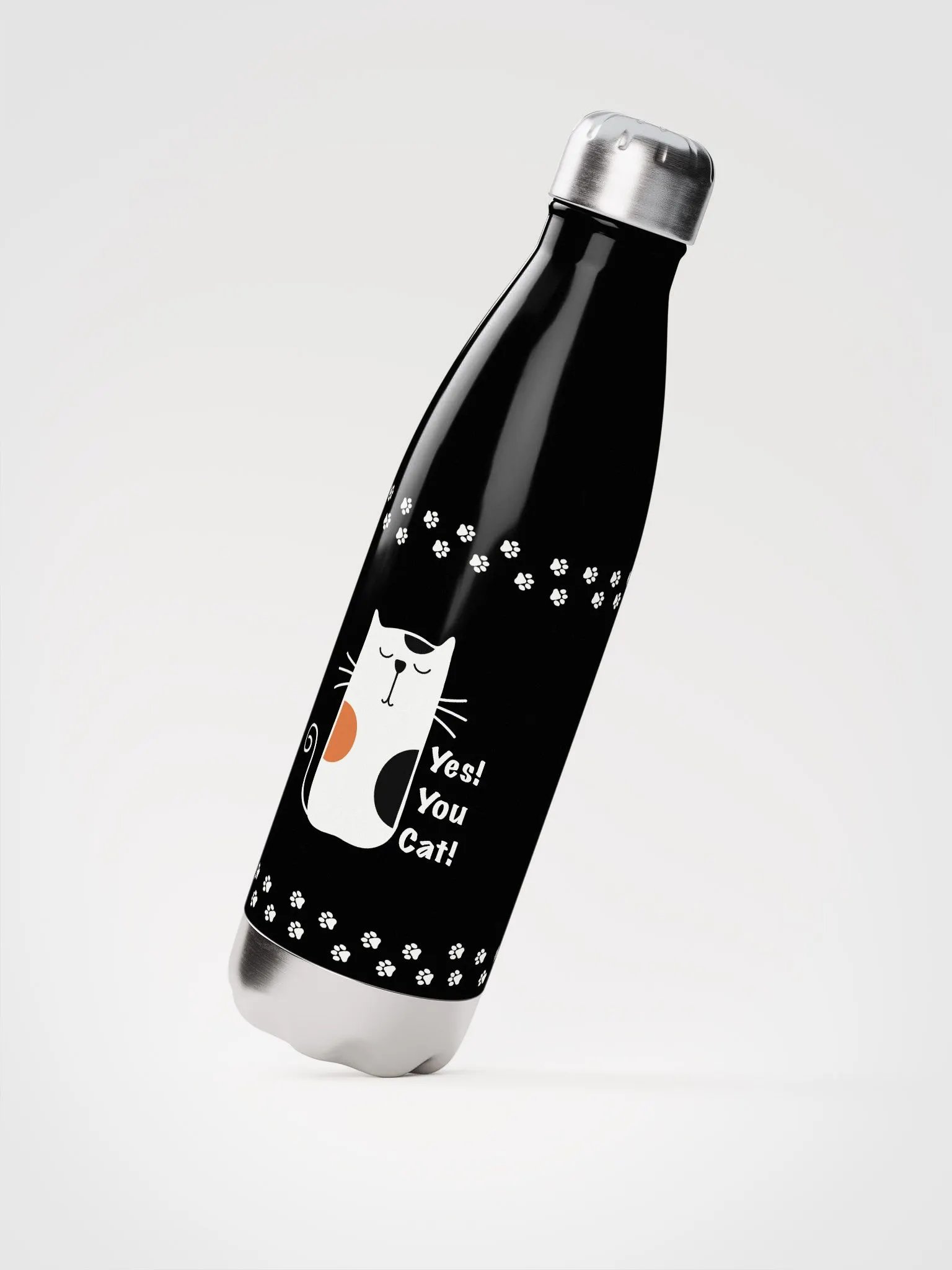 Yes! You Cat! Black stainless steel water bottle product image (2)