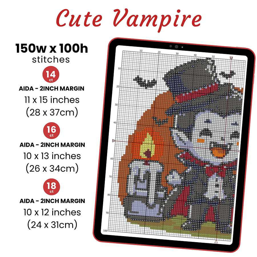 Halloween Vampire Cross Stitch Pattern product image (2)