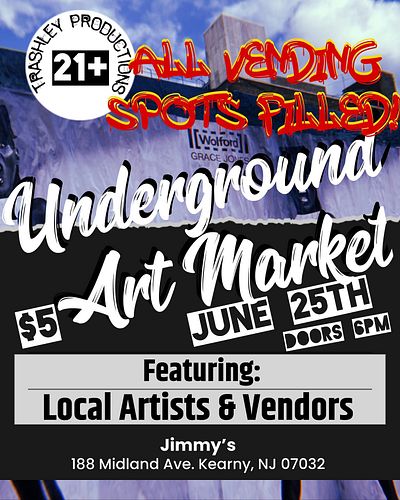 Sorry folks, all spots have been filled this time around. Stay tuned for the next open call for July’s Underground Art Market...