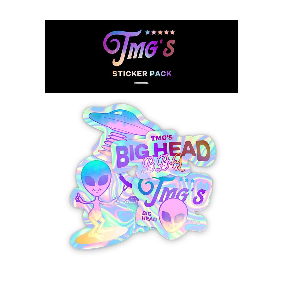 Big Head BBQ Holographic Sticker Pack product image (1)