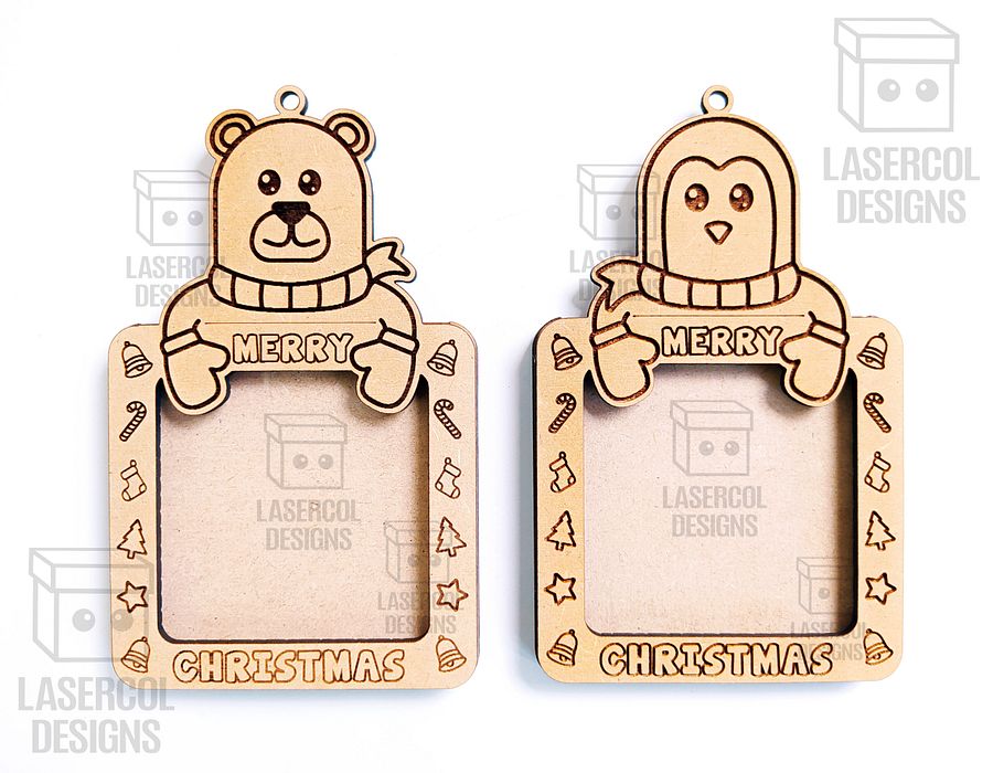 Christmas Ornaments Photo Frame Set 3 - Laser Cut Files product image (10)